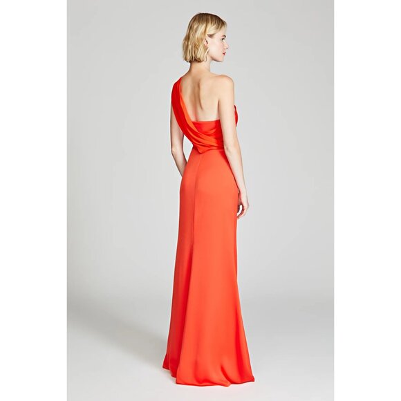HALSTON Roselle One-Shoulder Cotton Blend Crepe Gown in Orange Spice Size US 2 - Picture 10 of 10